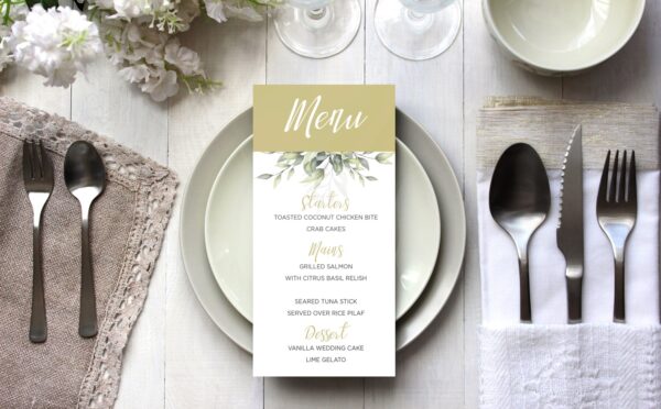 Wedding Menu Printing